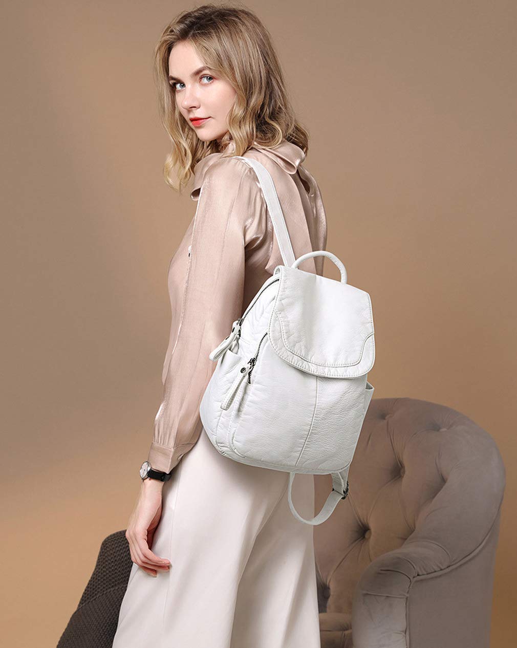 BUKESIYI Damen Tasche Rucksack Handtasche Frauen backpack Klein Anti Diebstahl Schulrucksack Laptop Weekender PU Leder DE78179