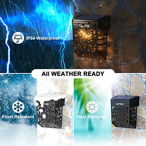 LOFTEK Solar Fence Step Lights Outdoor, AUTO Turn ON/Off Solar Deck Lamps, Waterproof Garden Patio Decorative Fence Lighting for Porch, Yard, Patio, Front Door, Landscape, Stair, Warm White (4 Pack) - Thumbnail 2