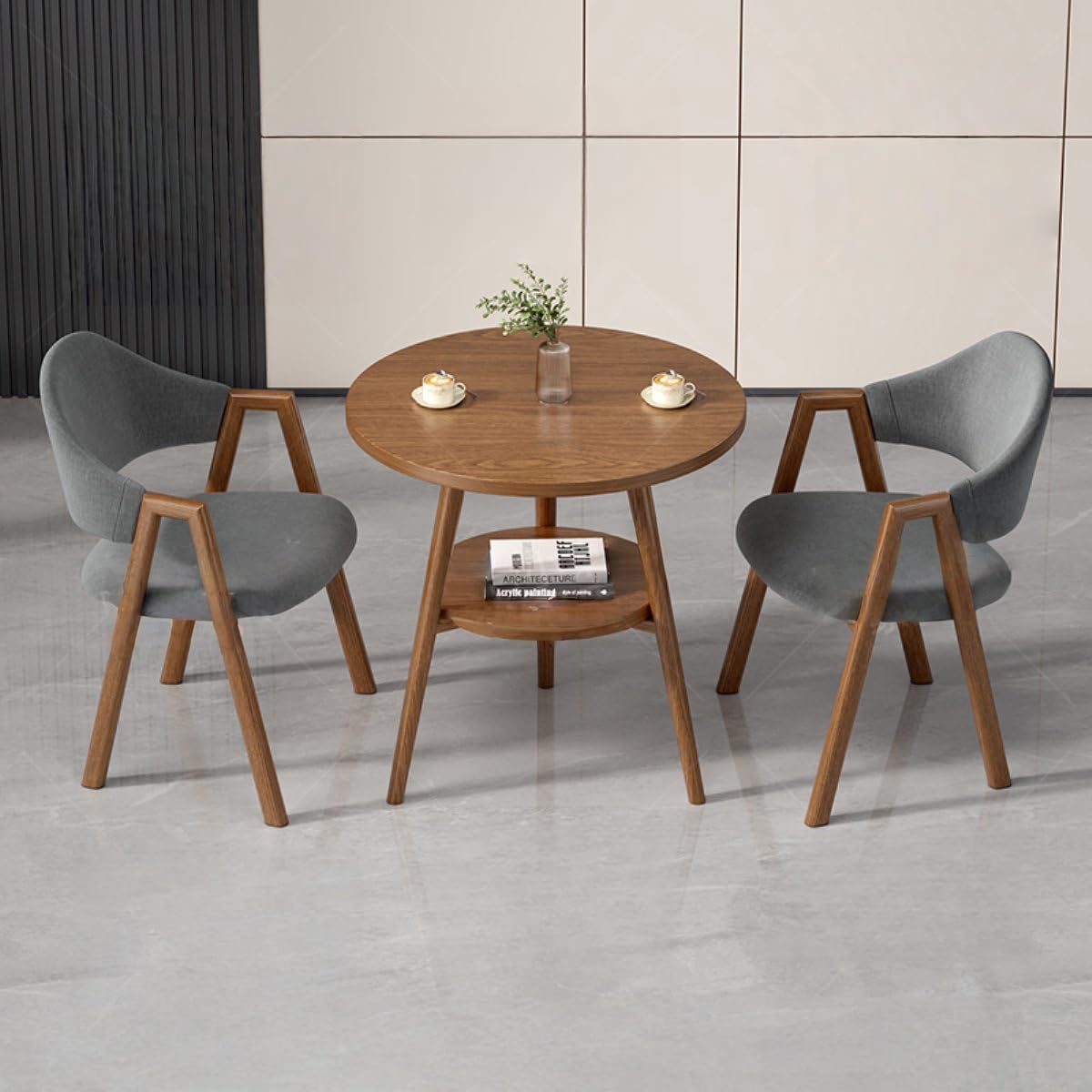 Round Reception Desk and Chair Set, Office Conference Table &amp; Chairs, Business Coffee Dining Table Set for Small Space Reception Room, Lounge, Conference Room