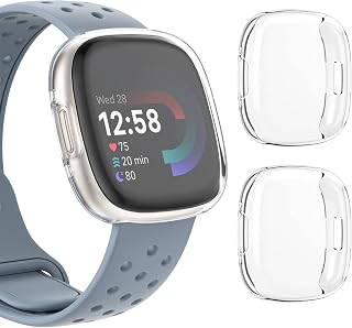 DULIPING 2-Pack Screen Protector Compatible with Fitbit Versa 4/Sense 2, Soft TPU Full Coverage Protective Case Scratch-Resistant Case for Versa 4/Sense 2, Clear+Clear