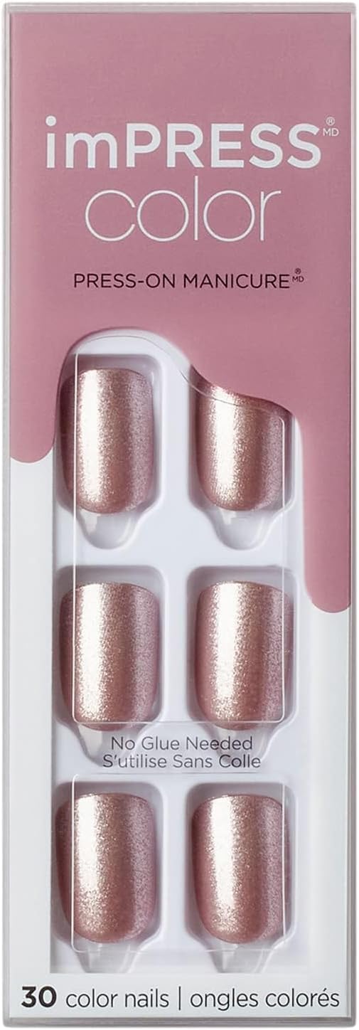 KISS imPRESS Color Gel Nail Kit, Paralyzed Pink, with PureFit Technology, Polish-Free Colour Mani, Includes Prep Pad, Mini File, Cuticle Stick, and 30 Fake Nails