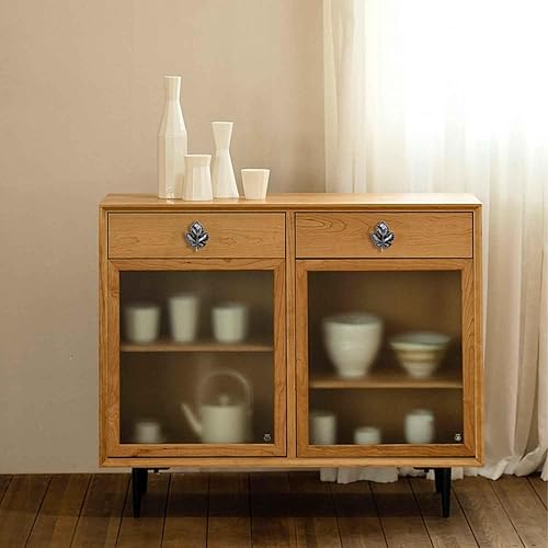 Miniatura 5 de 4 piezas de hoja de arce con mango creativo de aleación de zinc, pomos de metal para cajones, pomos decorativos para muebles, cajones, aparador,