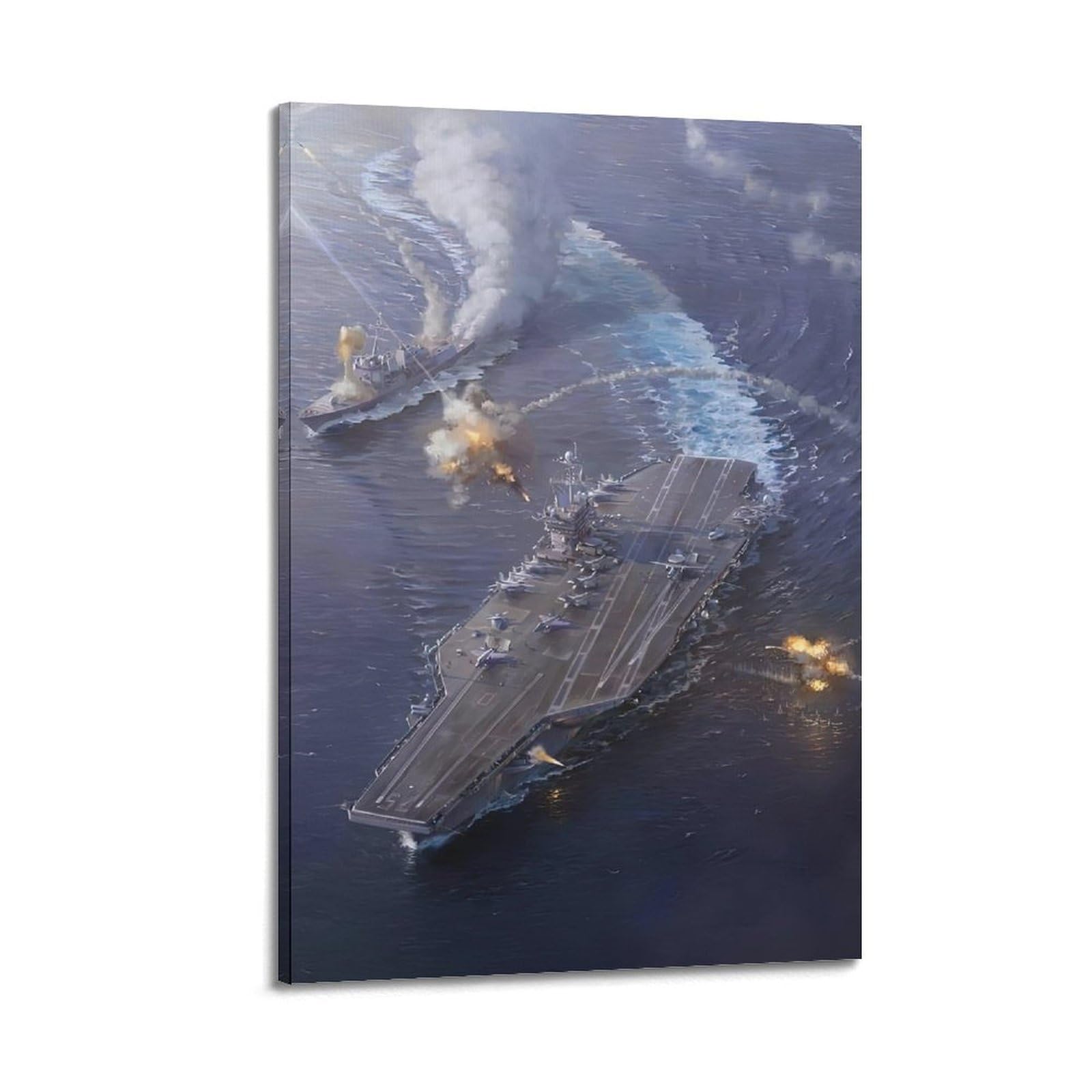 OKAHYS Vintage Aircraft Carrier Naval Battle Artwork Poster Decorative Painting Canvas Wall Artworks Picture 24x36inch(60x90cm)