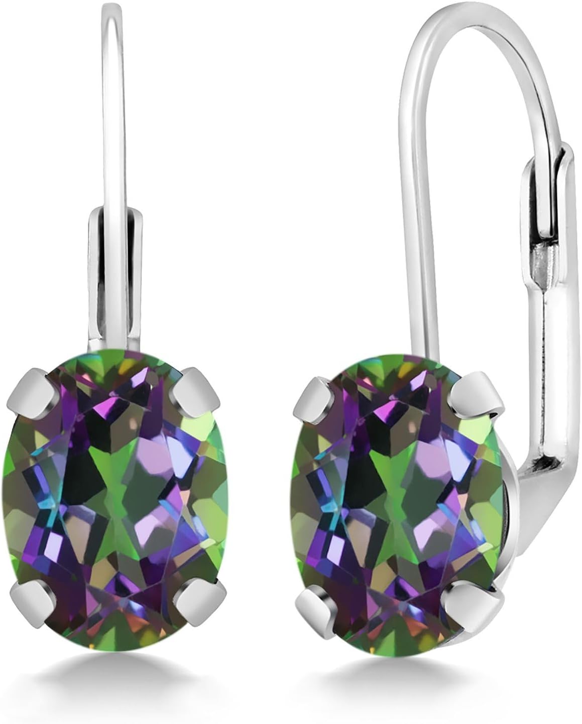 8X6MM Oval Drop Dangle Earrings for Women | 925 Sterling Silver | Genuine Gemstone Birthstone Leverback Earrings | Fine Jewelry Gifts for Her Mom Women Wife