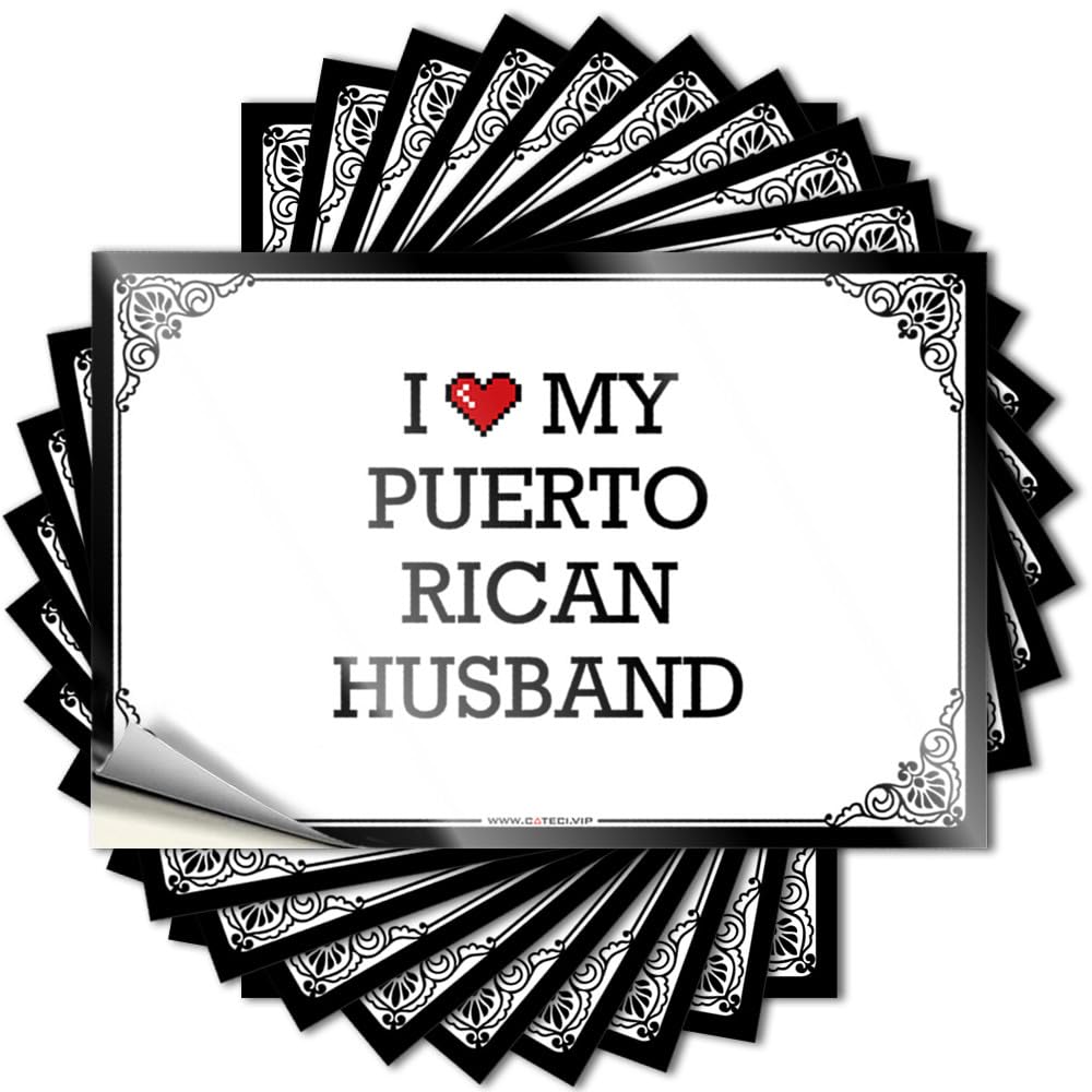 Farmhouse Outdoor Decor Lettering Sticker Durable Cover | I Love My Puerto Rican Husband Core Self Adhesive Sticker for Interesting DIY(12X18CM)