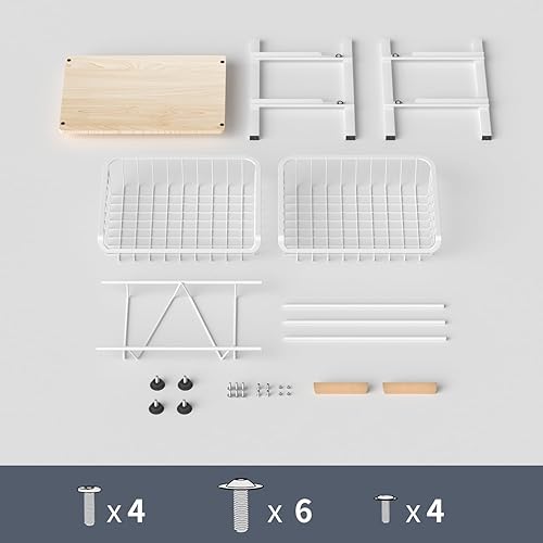Miniatura 5 de NiuYichee Cesta de frutas y almacenamiento de despensa de cocina, mesa superior de madera, cesta de alambre de metal extraíble para frutas,