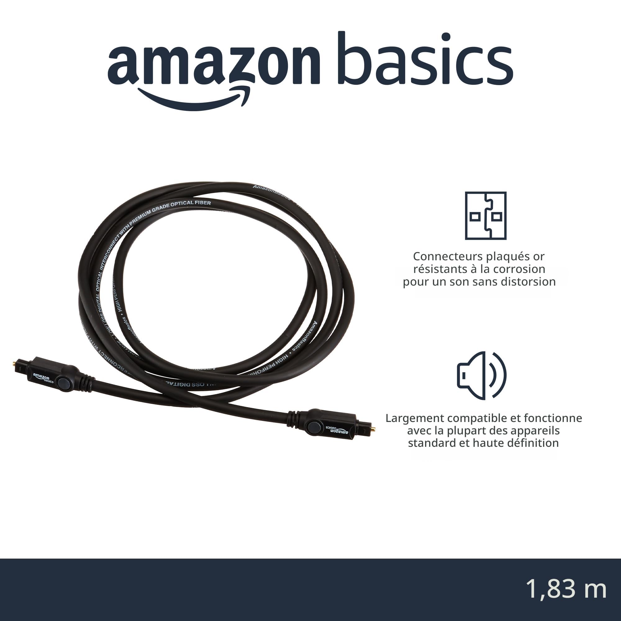 Câble Audio Optique Toslink 1,8 M - Compatible Barres De Son Bose, TV, Home Cinéma, Mâle Vers Mâle - 14