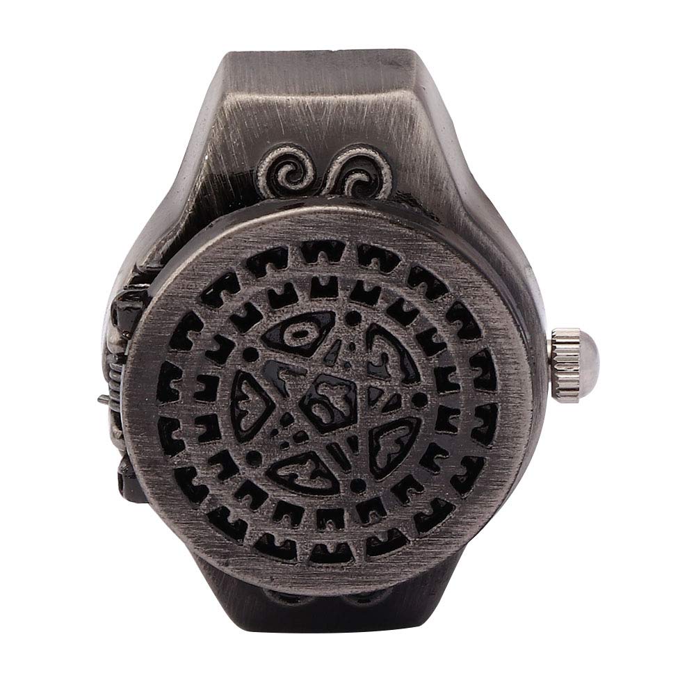 Pongnas Ringue de Bague, Doigt Ring Watch Vintage Quartz Quartz Horloge Horlogère de Doigt la Montre Rogne Flip Up Couvercle pour Les Hommes Mâles