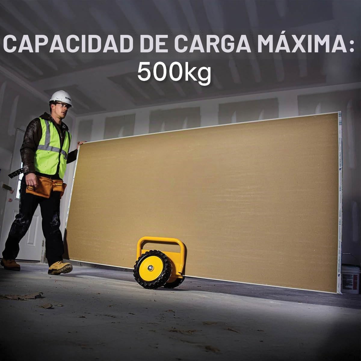 DeWalt DXWT-200 Carretilla de plataforma - Máx. 500KG - Carro Transporte para Paneles y Puertas - Superficie Antideslizante - Acción de Abrazadera Bisagra