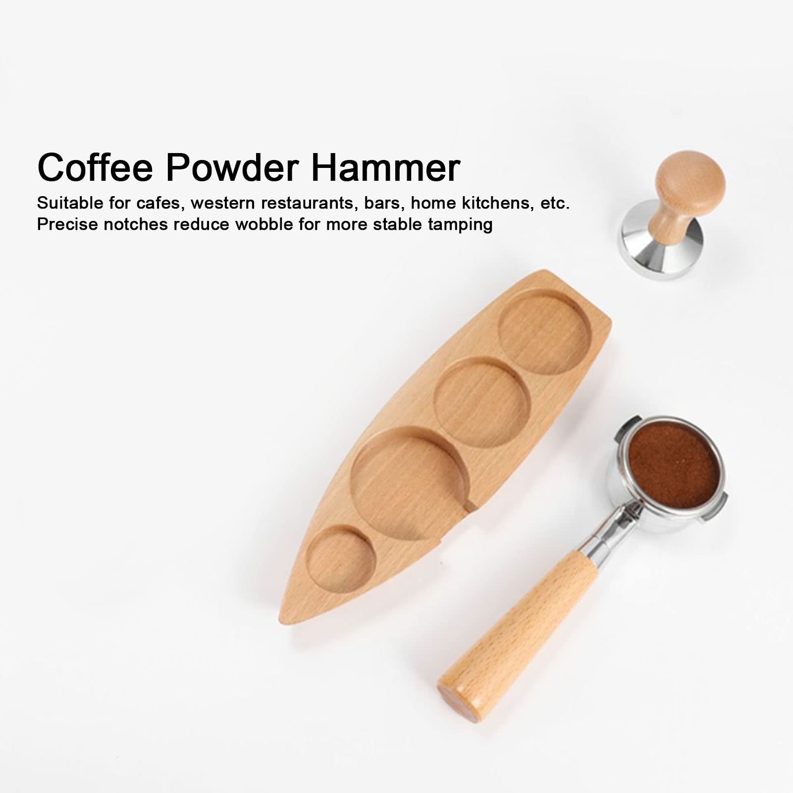 Tamper Y Distribuidor De Café Expreso Con Estación De Soporte, Estación De Apisonamiento De Café De Madera De 4 Orificios Con Tapete De Apisonamiento Antideslizante Soporte Para Portailter (53mm)