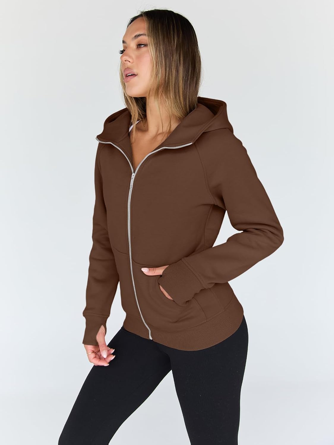 Trendy Queen Women Zip Up Hoodies Slim Fit Workout Sweatshirts Fall Jackets