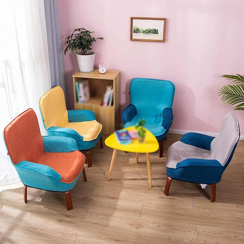 Couch Simple Mosaic Color Imitation Cotton and Linen Sofa Chair Boy and Girl Princess Reading Corner Study Backrest Armchair Load-Bearing 120 kg (Color : Blue Size : 715000cm) (Yellow+blue 71*45*54cm