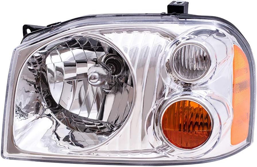 Headlight for 2001-2004 Frontier Chrome w/o Signal/Marker Bulbs Sockets Wiring 260608Z325 Left NI2502130