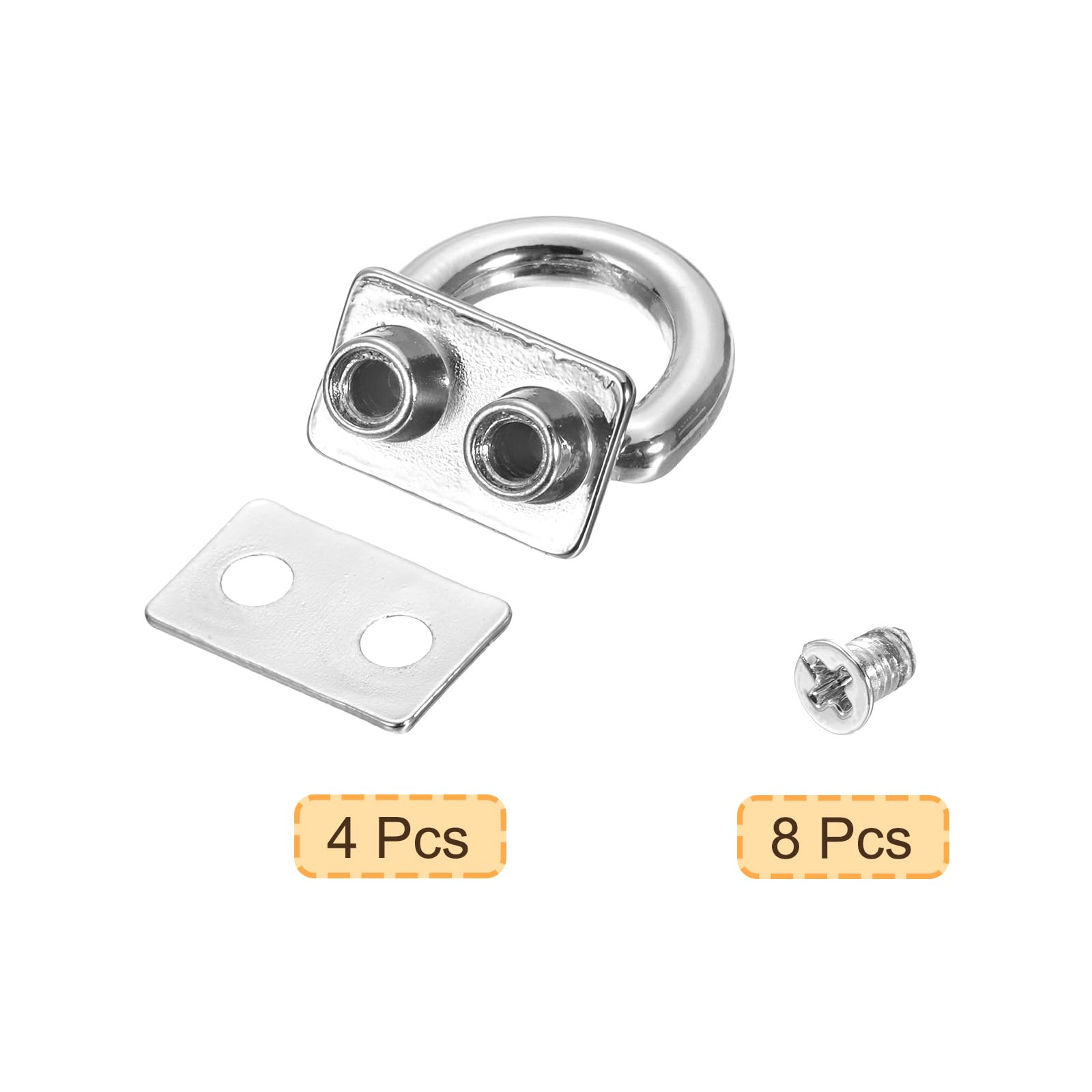 Uxcell Metal Bag Connector with D Ring, 4Pcs 18mm Purse Bridge Hanger Buckle with Screws for Purse DIY Key Chain Lanyard (Silver Tone) - Image 3