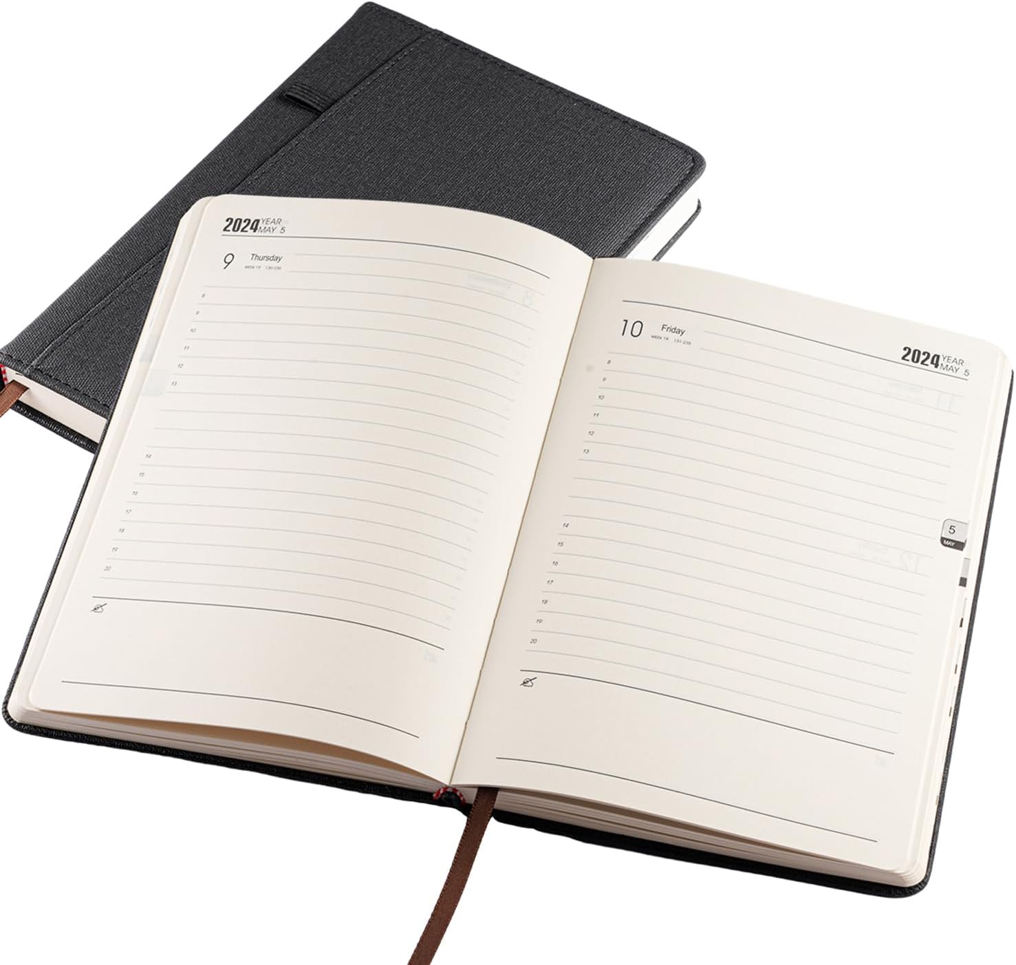 Daily Planner A5 Agenda Negra 2024 Planificador Diario Daily Planner 8.3 * 5.7 inch
