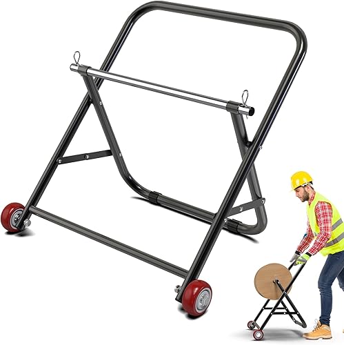 Organizador de cables para carrete con ruedas, soporte plegable para carrete de alambre portátil, capacidad de 100 libras para mantener los cables