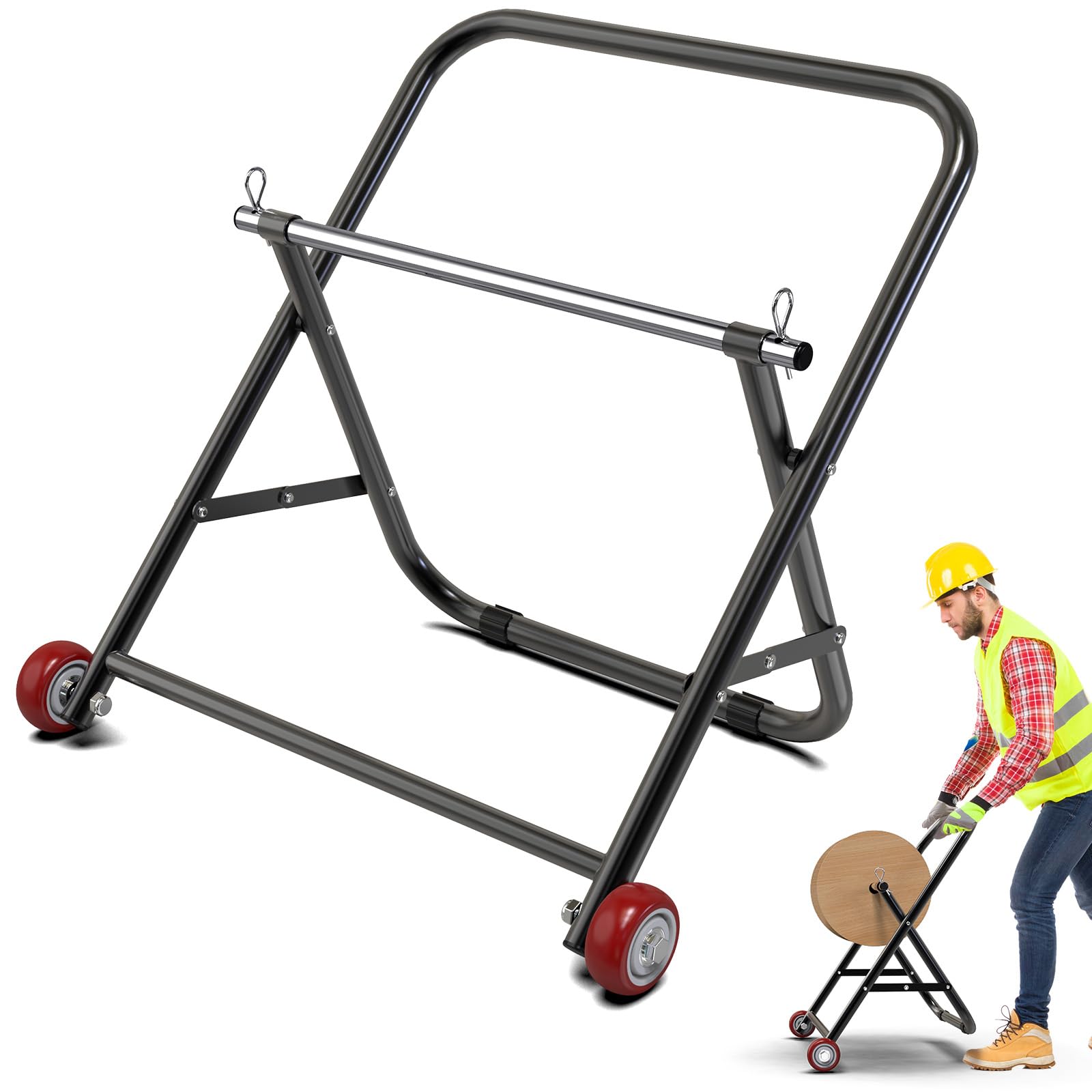 Support de bobine de fil pliable avec essieu unique et capacité de 45,4 kg