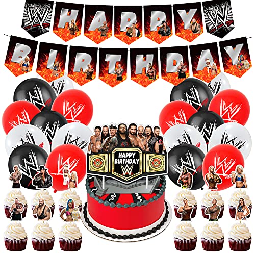 WWE Party Supplies Birthday Balloons Cake Toppers Banners WWE Party DecorationsÂ Wrestling Theme Birthday supplies