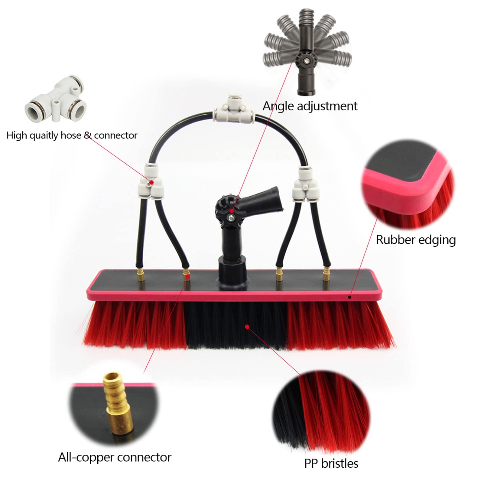 Kit de Limpieza de Ventanas Exteble - Mango telescóo de Aluminio, Cepillo Alimentado por Agua, Limpiador de L Alcance para Paneles solares, techos y Ventanas Altas - Herr