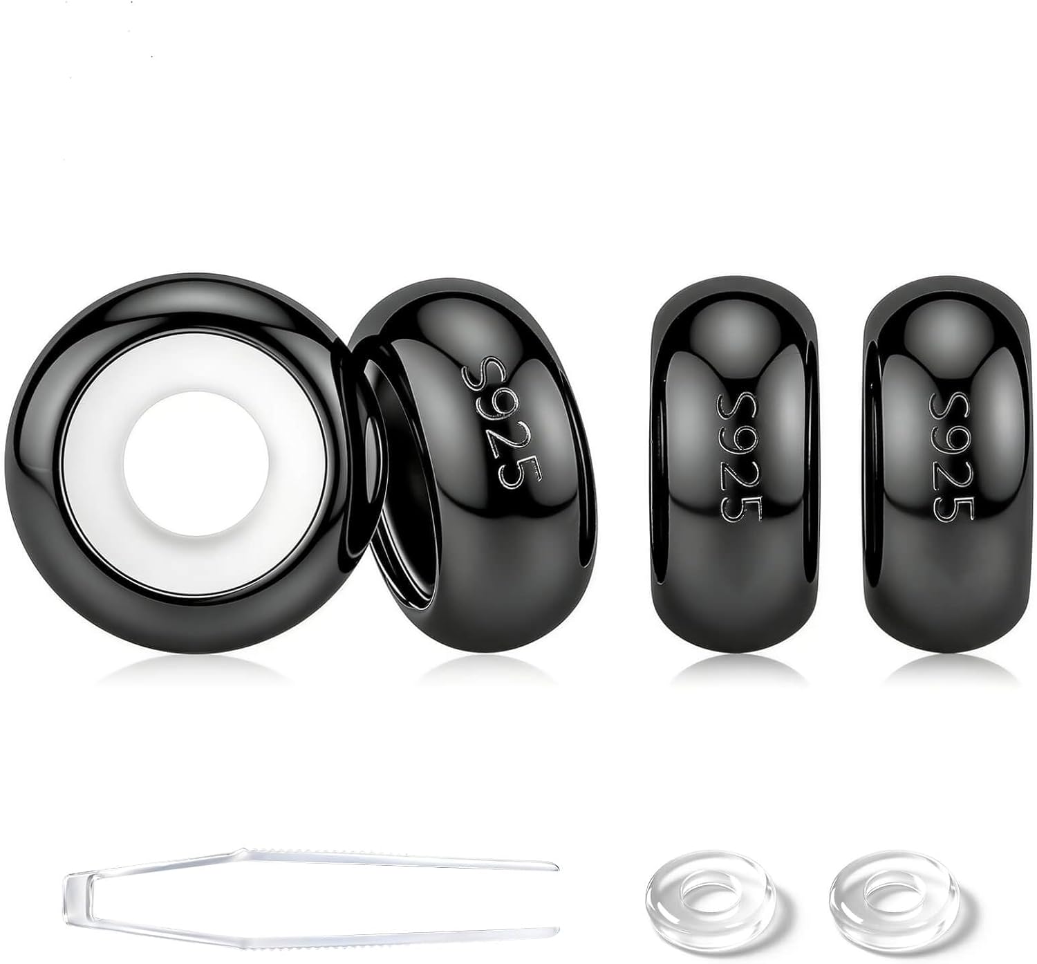 GW Stopper Charms 925 Sterling Silver Round Rondelle Spacer Beads for Charm Bracelets for Women