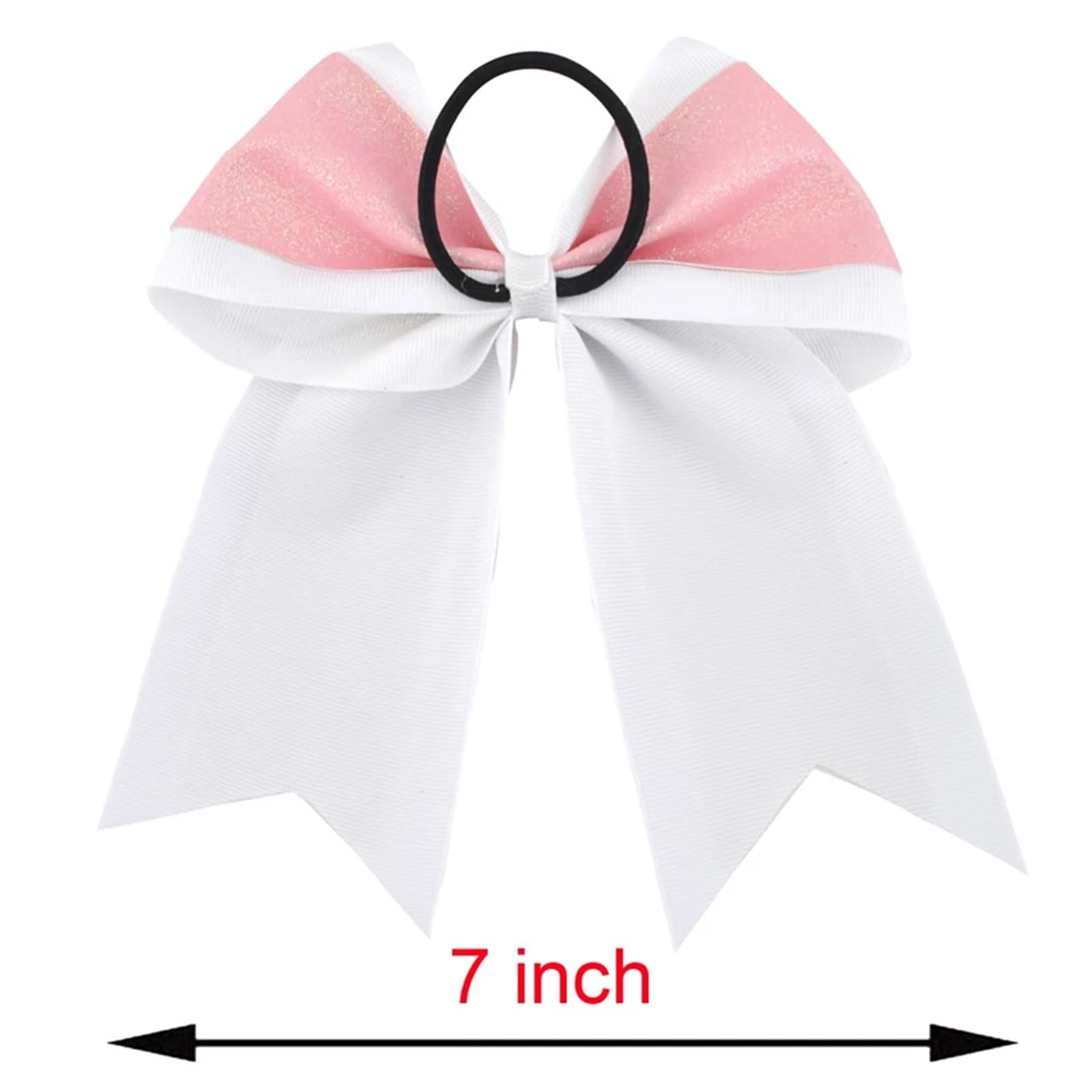 12 lazos for el pelo con purpurina for niñas y animadoras, banda elástica for for mujer(White B)
