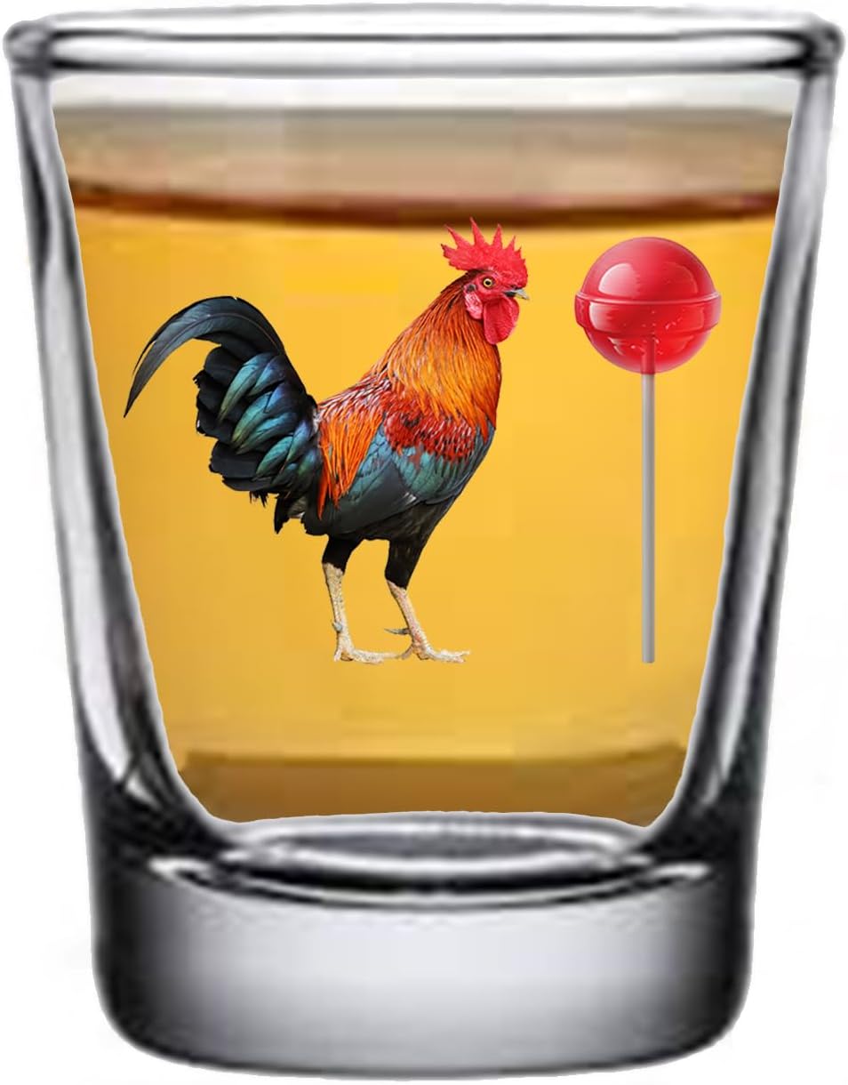 Rogue River Tactical Sarcastic Funny Rooster Sucker Shot Glass, Gift Idea for Friend, Coworker or Boss, 1.5 Ounce