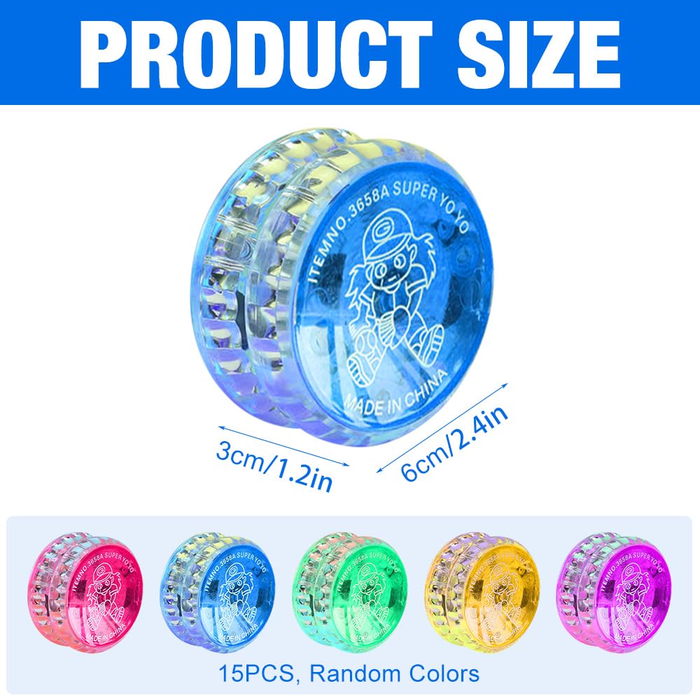 YoYo, 15 pezzi di plastica Responsive Yoyo Reattive Cuscinetti a sfera JoJo, JoJo Luminoso, Jo-Jo Giocattoli per principianti, Jo-Jo LED per feste, bomboniere