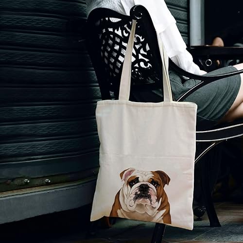 Miniatura 5 de WIRESTER Bolsa de lona para mujeres y niñas, bolsa de playa, bolsa de compras de comestibles, bolsa de hombro escolar, bolsa de viaje - lindo perro