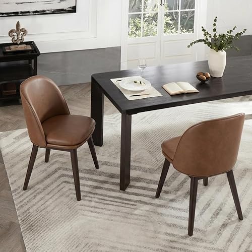 Vista 22 de Sillas de comedor tapizadas modernas con respaldo alto, sin brazos, de rendimiento en tela para comedor y cocina, color gris claro, juego de 4