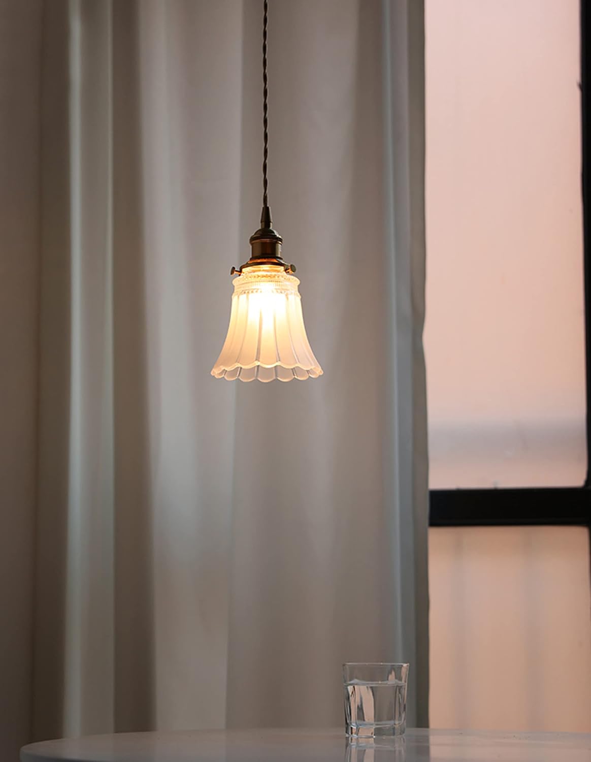 H-Type Track Lighting Pendant Restaurant Chandelier Cone Shape Handmade Retro Transparency Frosted Glass Lampshade with Brass E26 Socket Halo Compatible Track Light Industrial Customizable