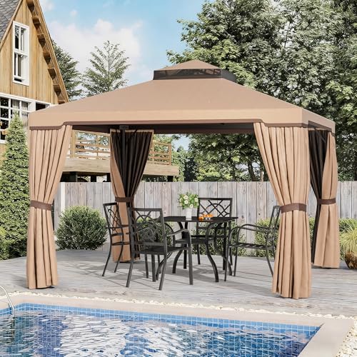 Incbruce Outdoor 10x10 FT Garden Gazebo, Steel Vented Double Roof