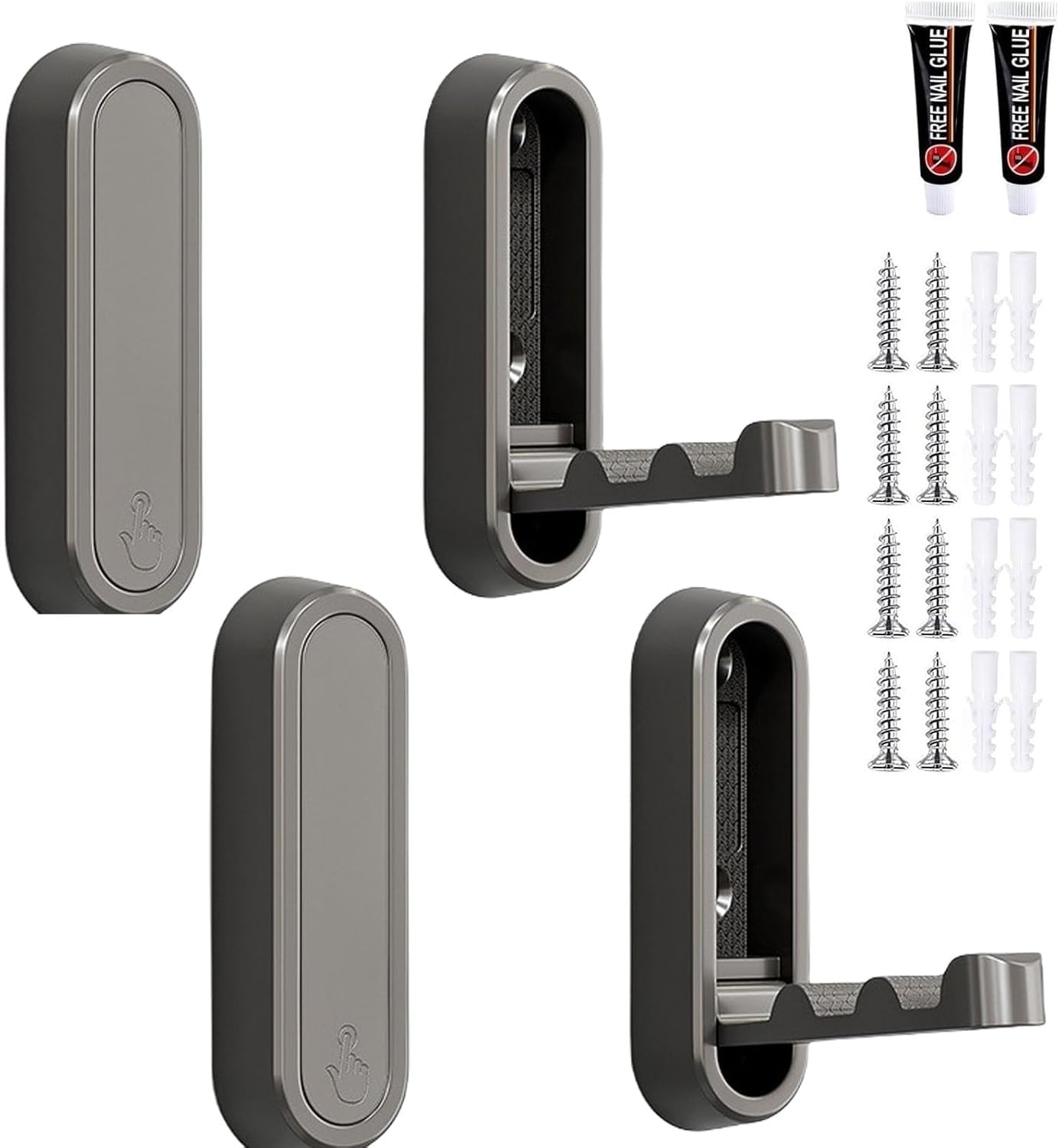 PAQWTYB Hooks, 4 Pack Zinc Alloy Invisible Hanger Hook Metal Foldable Coat