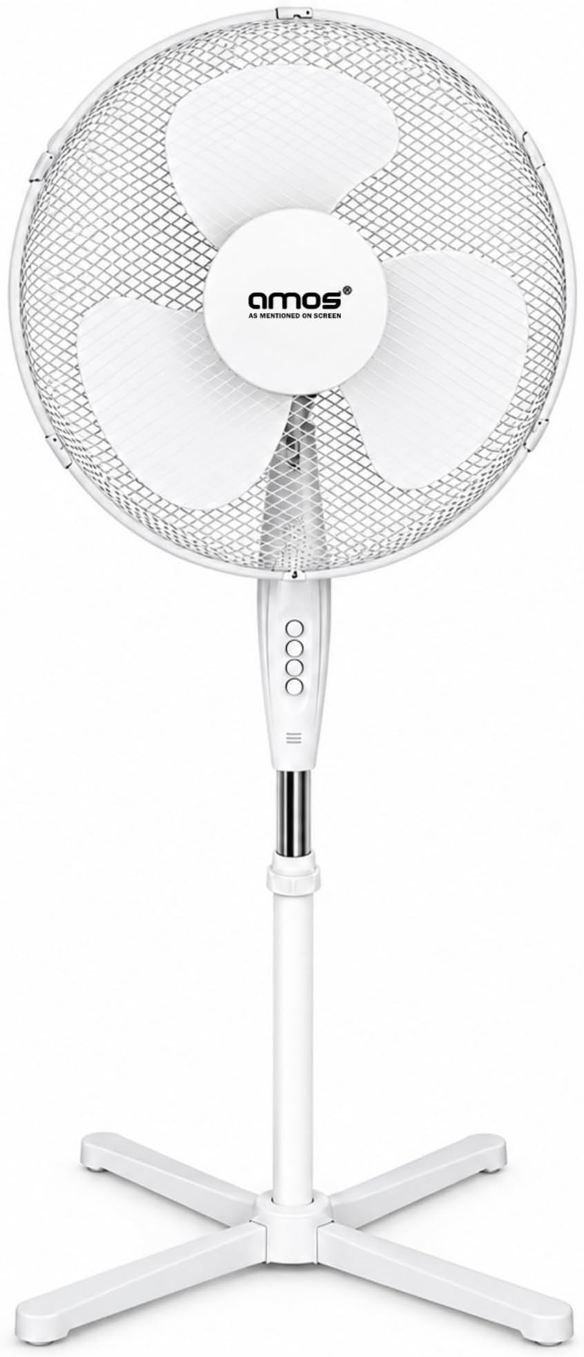 AMOS 16 Inch Pedestal Fan Oscillating Control 3-speed Settings Adjustable Height Portable Indoor Cooling Solution