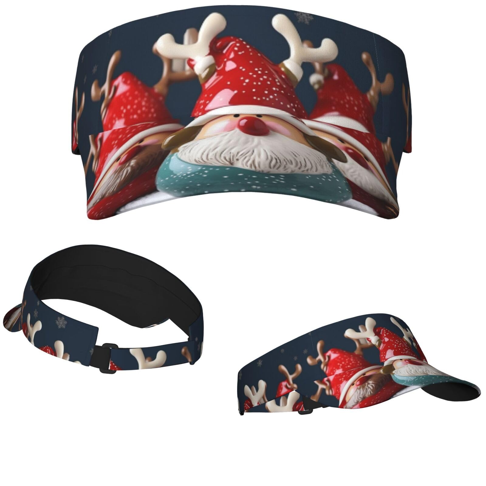 Dwrepo Women's Black Christmas Sun Visor Hats Men Sport Empty Top Baseball Cap Adjustable Sunscreen Visor Cap One Size, One Size