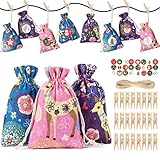 💝 Material Natural: Calendario de Adviento de Navidad está hecho de lino natural de alta calidad, sin olor molesto, muy agradable al tacto, no es tan gruesa y áspera como las telas de yute tradicionales, se pueden usar año tras año. Será la mejor opción para tu cuenta regresiva de Navidad!