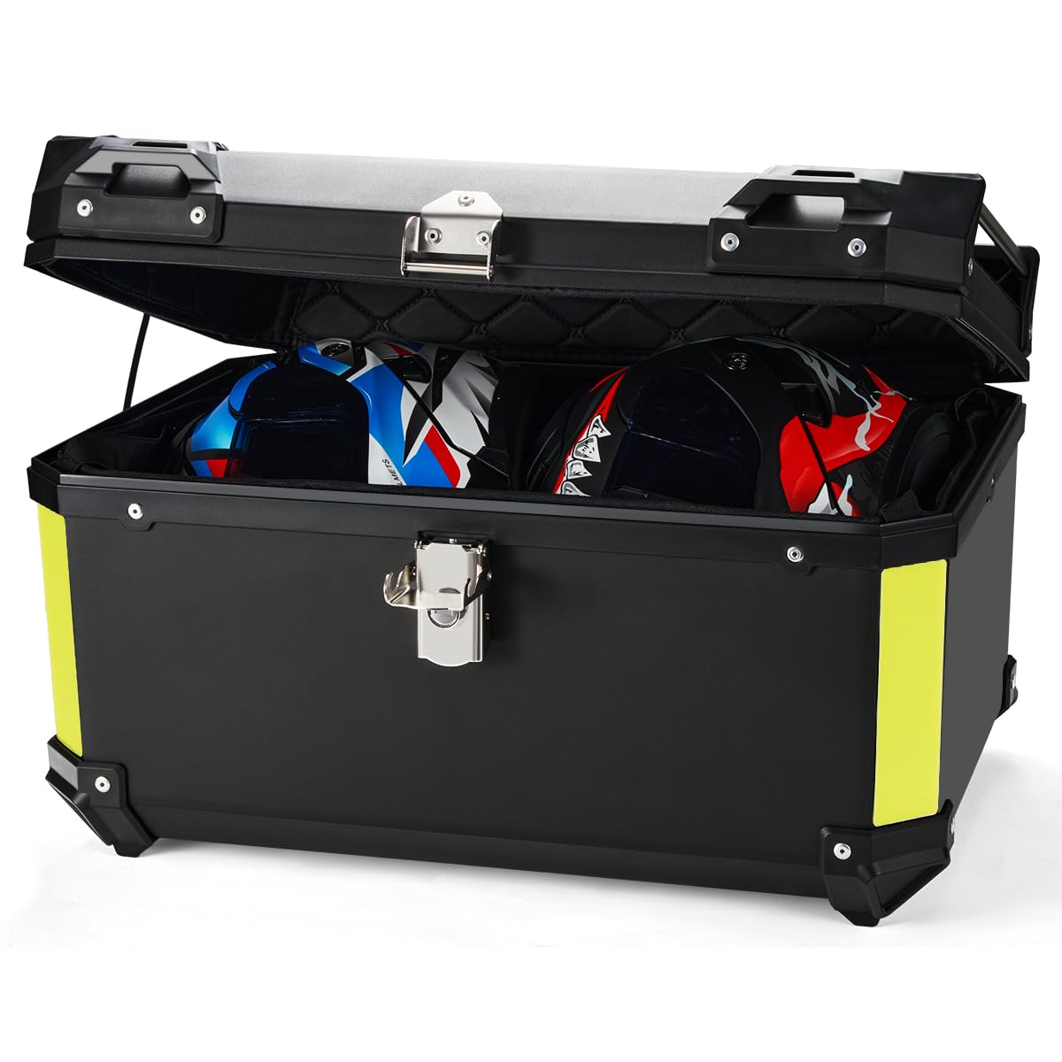 MOCOERL Maleta Moto Topcase Negra 60L Plástico ABS Impermeable Portaequipajes Caja Moto Soporte Universal 2 Cascos