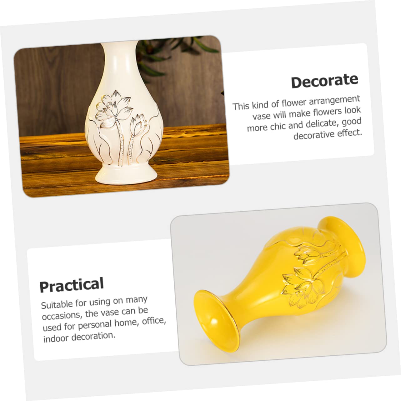 DOITOOL 2pezzi Vaso in Ceramica per Fiori di Loto Composizione Floreale in Ceramica Vaso Decorativo Moderno per Esposizione di Fiori per Secchi