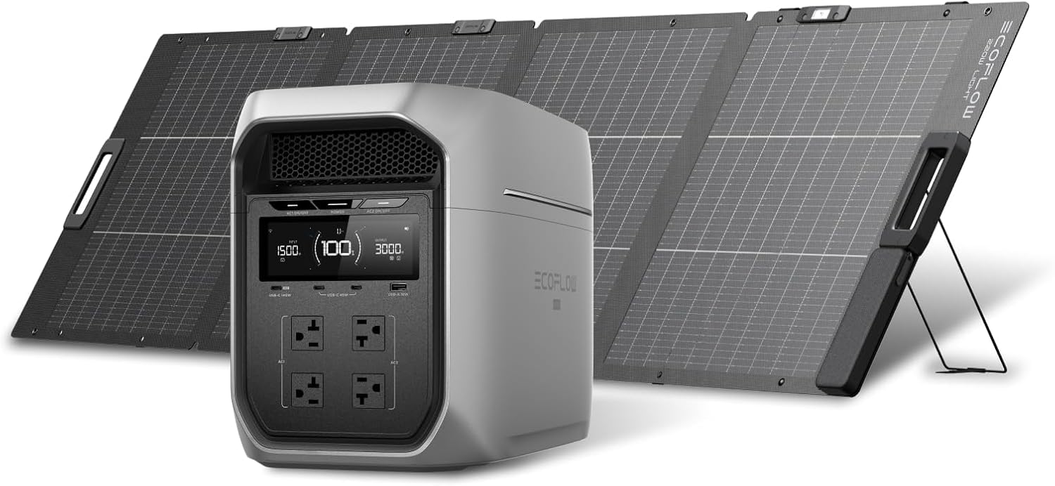 EcoFlow ポータブル電源 DELTA 3 Max Plus +220W軽量両面ソーラーパネル 2048Wh 大容量 3000W定格出力 | VGP 2026 SUMMER金賞(瞬間最大6000W)10ポート出力10年長寿命エコフロー車、Amazonで209,800円・42.4%OFF