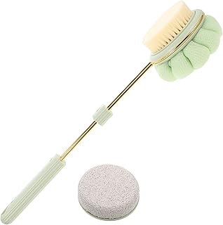 FOMIYES Esfregão De Limpeza Escova de Corpo de Banho Com Pufe de Banho de Cabo Longo Escova de Chuveiro Esfoliante para Escovação Úmida E Seca Inclui Pedra-Pomes Ferramentas De Massagem