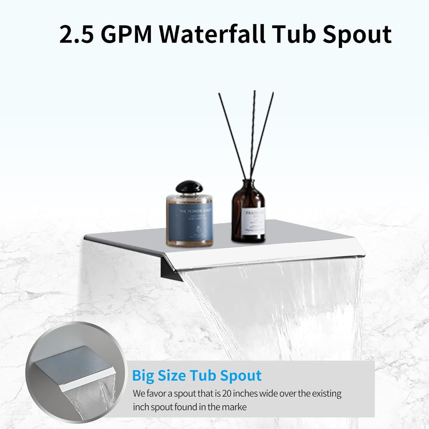 12inch Polished Chrome Shower System with Tub Spout, Shower Faucet Set with Rain Shower Head and Handheld 3-Setting, Waterfall Bathtub Spout Rainfall Shower Combo Set for Bathroom Wall Mounted - Image 2