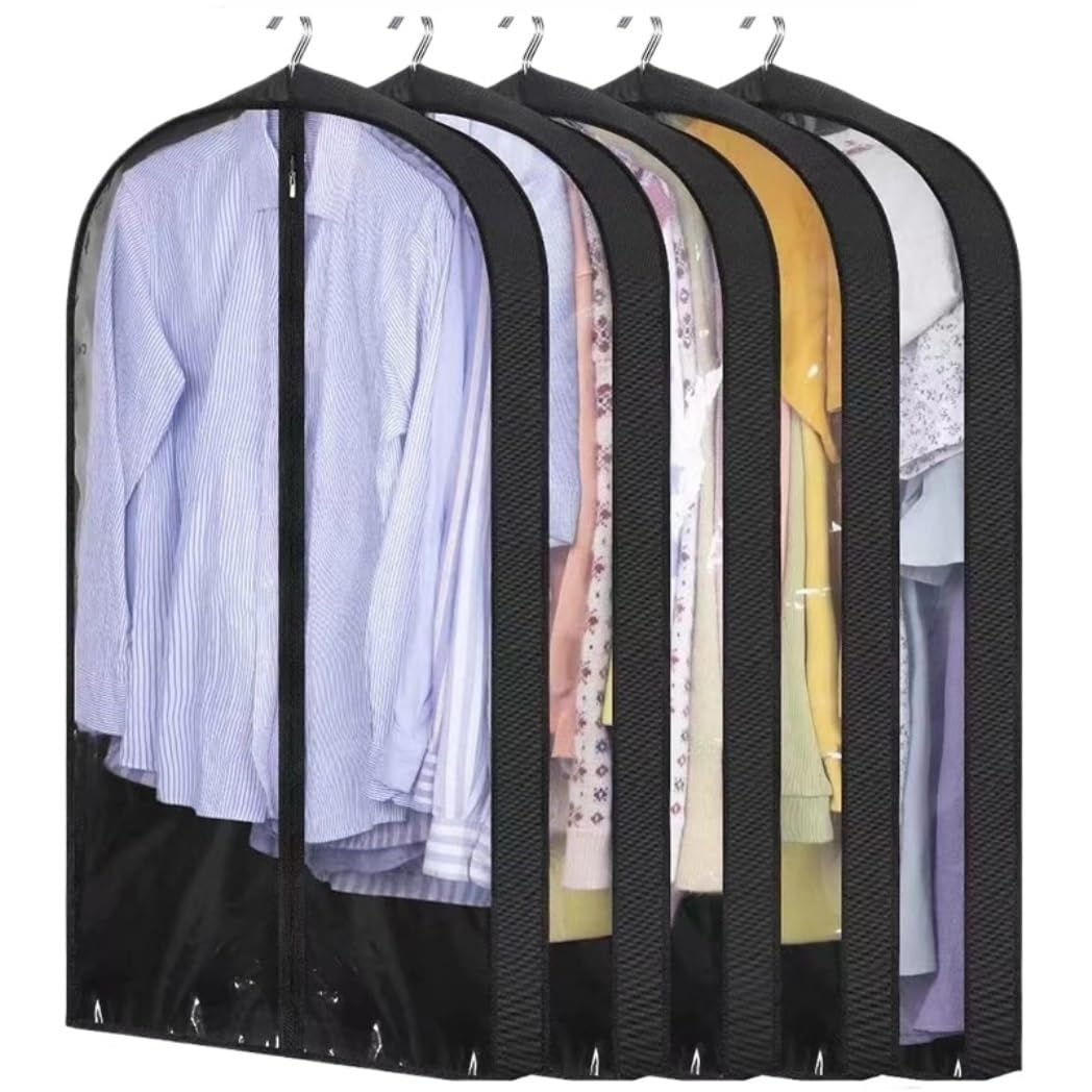 Fundas Ropa Bolsa De Ropa con Fuelle 4 ", Bolsas Viaje Plegables para Colgar, Traje para Camisas, Abrigos, Vestidos, 5 Paquetes Cubierta(60 * 80cm)