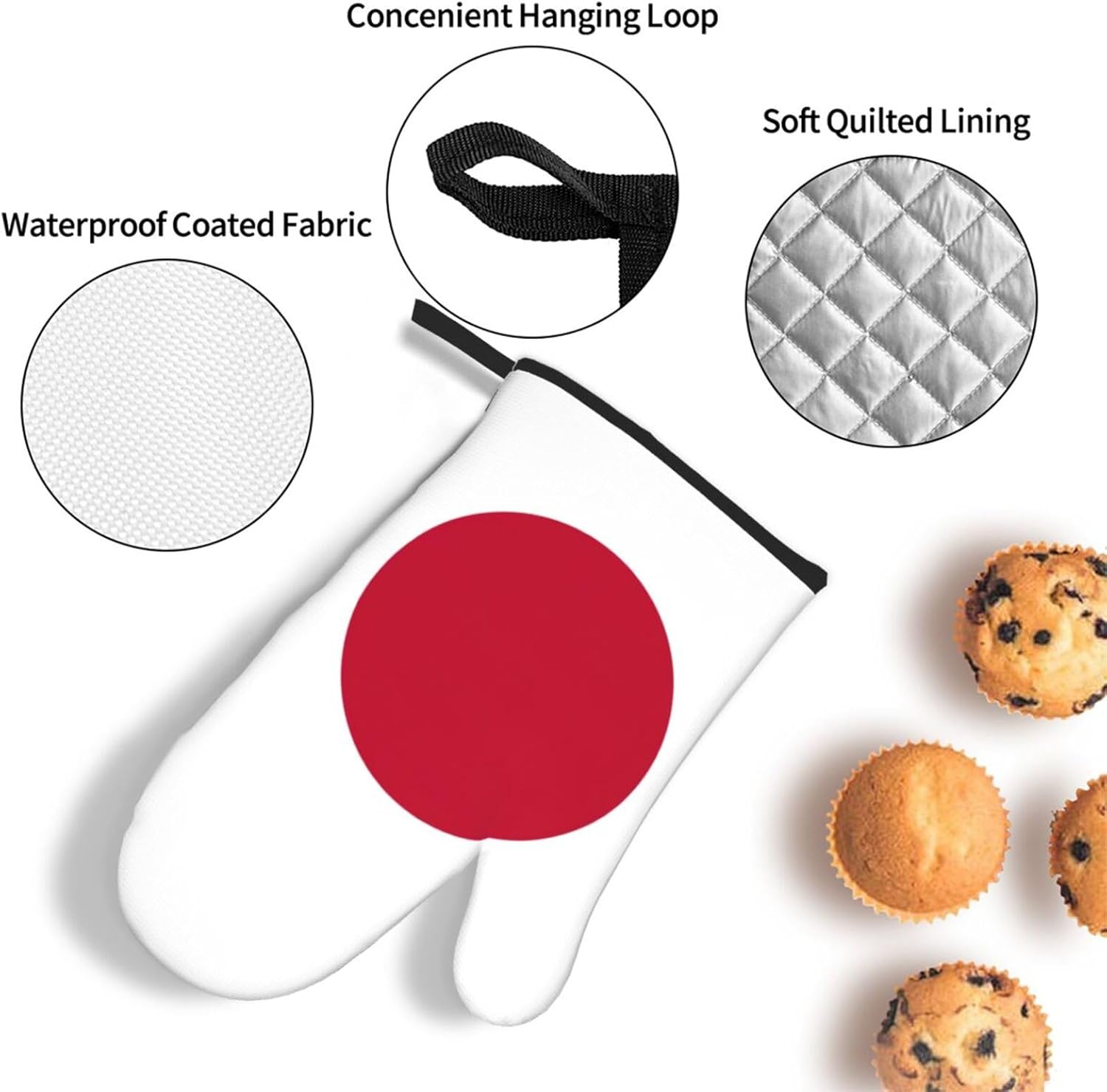 Japanese Flag Print Heat Resistant Microwave Gloves, Used for Baking, Cooking, and Fashion Kitchen Essentials