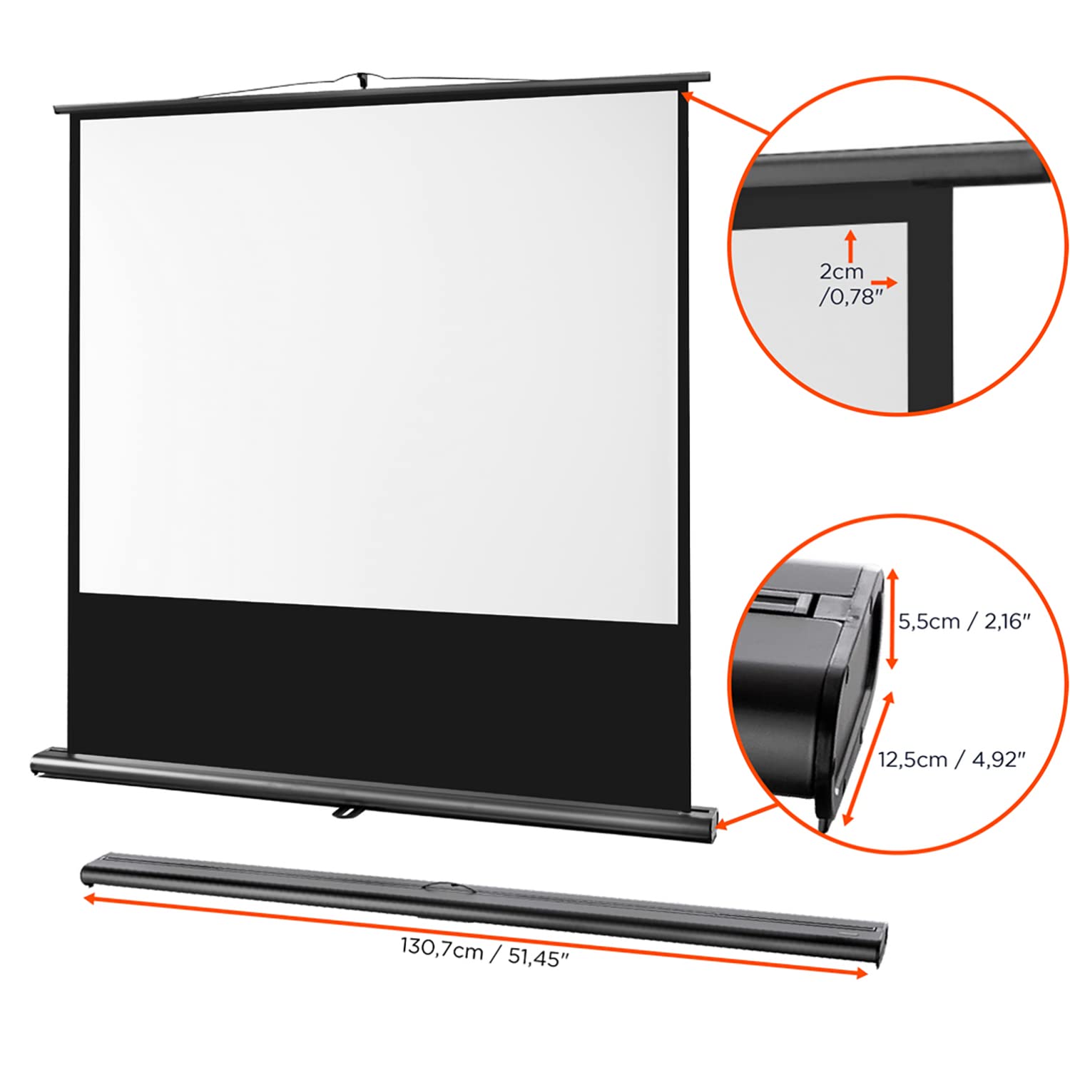 celexon Ultramobil Pro écran de Projection Pull-up 55" | 120x90cm 4:3 | Écran pull-up portable 8K Full HD à installation rapide, avec poignée et support télescopique