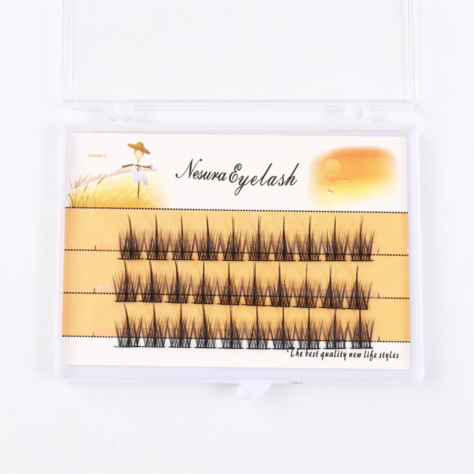 MozyVex 10-12mm/11mm/14mm D Curl Black Wispy Volume False Eyelashes Clusters Natural Long Individual DIY Eyelashes Extension Fake Lashes (11mm)