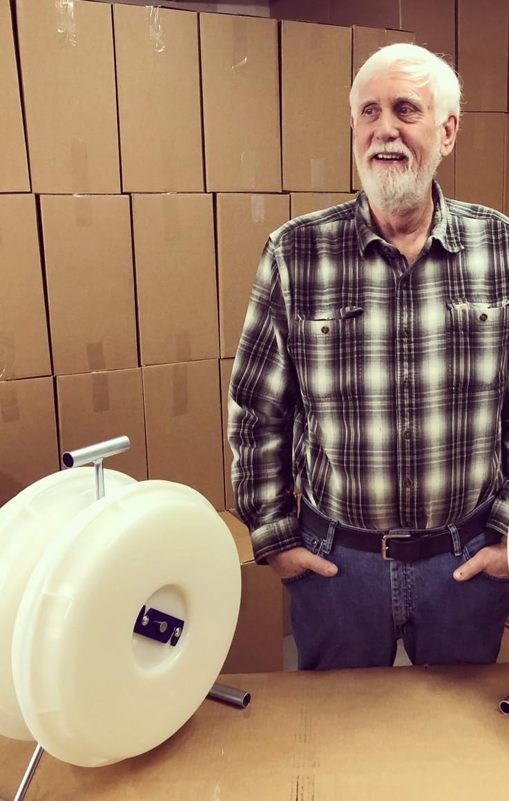 Wire Wheel® Model 415D wire dispenser has 2 wheels that hold 250' rolls of NM Cable. This is the ORIGINAL- MADE IN THE USA!