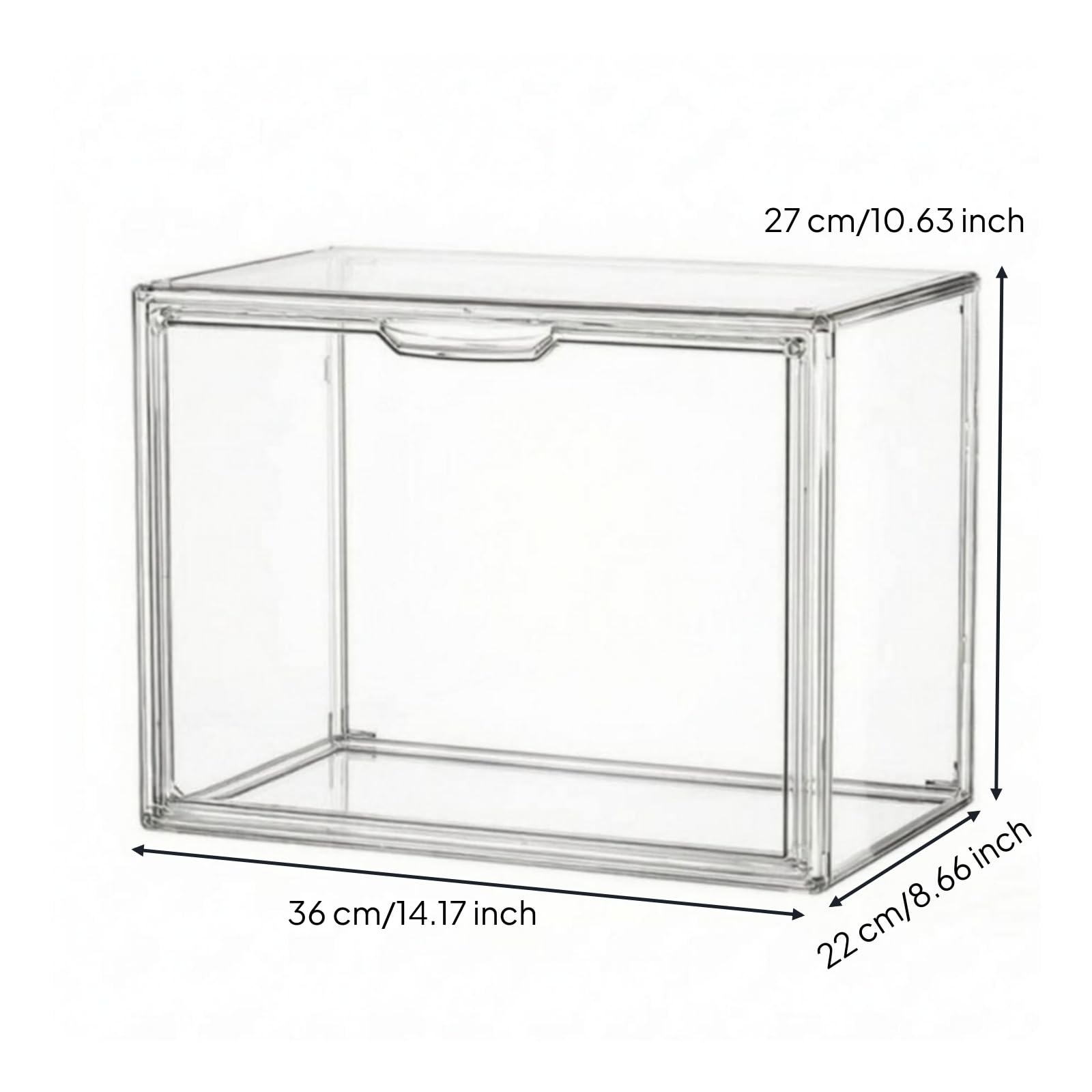 rockible Boîte de Rangement Transparente pour, Boîte De Rangement Transparente 36x27x22 Cm Sans Étagère, Utilisation Horizontale Ou Verticale