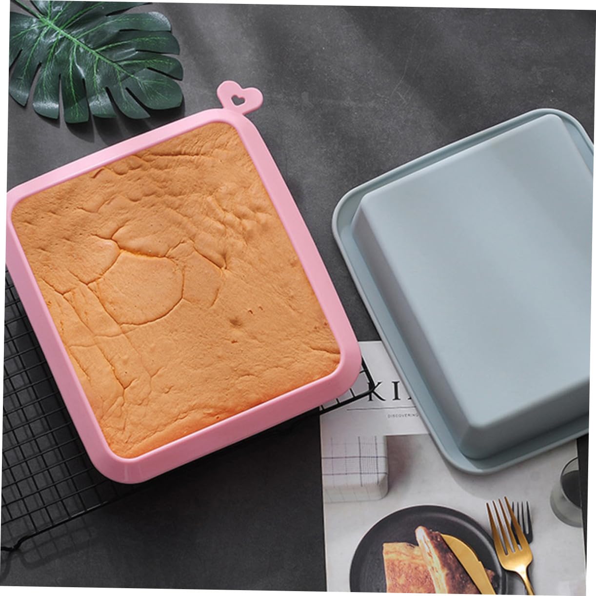 Molde Rectangular de Silicona para Hornear, 2 Piezas | Rosa y Azul, Reutilizable Desmoldeo Rápido, para Gelatina y Cubitos de Hielo