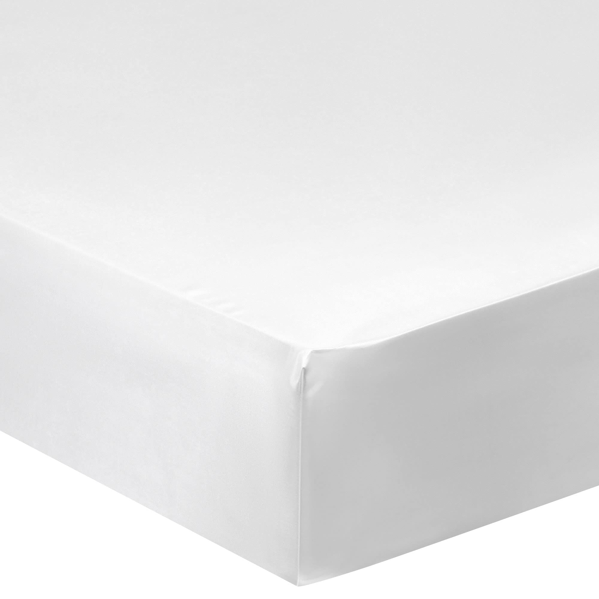Drap housse en satin de lit soyeux blanc de 200x200 cm au fini haut de gamme
