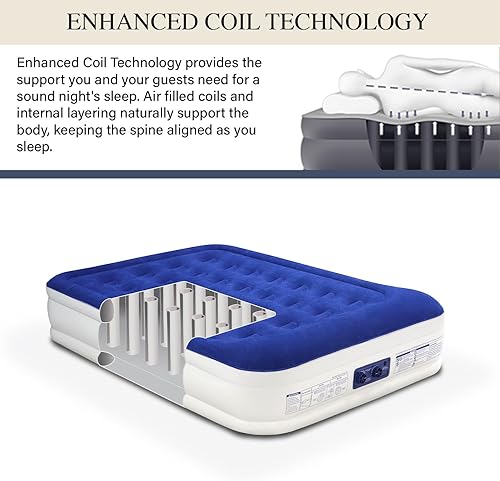 Vista 25 de King Koil colchón de aire de tamaño individual con bomba de aire integrada, la mejor cama inflable de tamaño individual, colchón de aire elevado