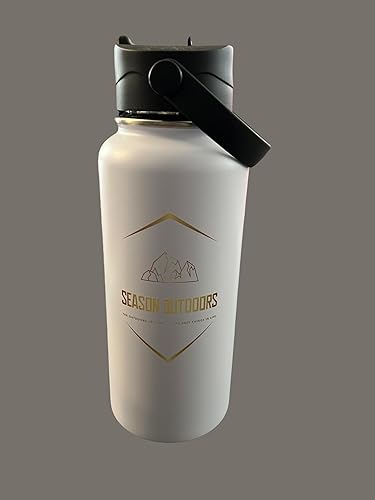 Season Outdoors Botella de doble pared aislada al vacío de 32 onzas con tapa de pajilla, acero inoxidable 304, recubrimiento en polvo con una pajita